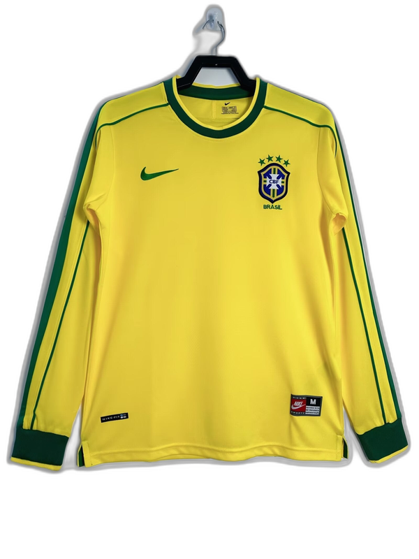 Camiseta Brasil 1998 I Casa - Manga Larga Versión Retro