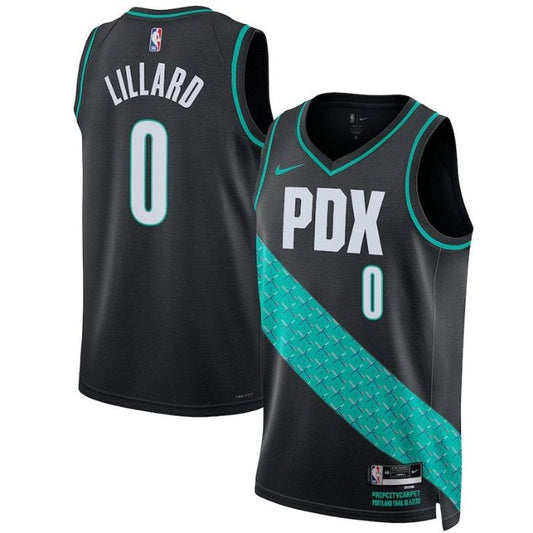 Camiseta NBA Damian Lillard - Portland Trail Blazers - 2023 - Edición Ciudad - Negro