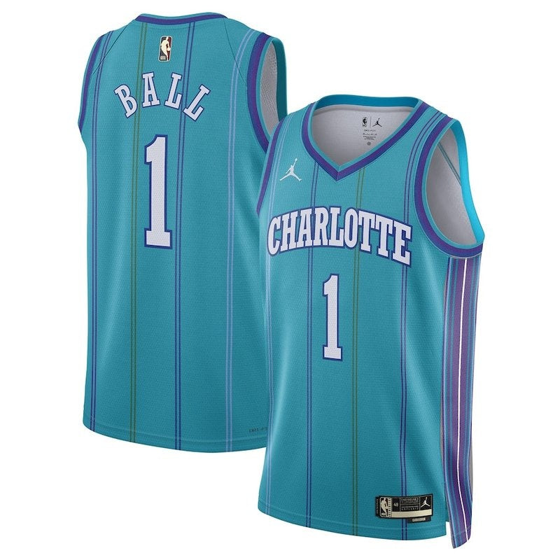Camiseta NBA LaMelo Ball - Charlotte Hornets - Jordan Brand 23/24 - Versión Clásica - Azul Petróleo