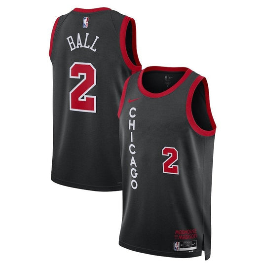 Camiseta NBA Lonzo Ball - Chicago Bulls - 23/24 - Negro - Edición Ciudad