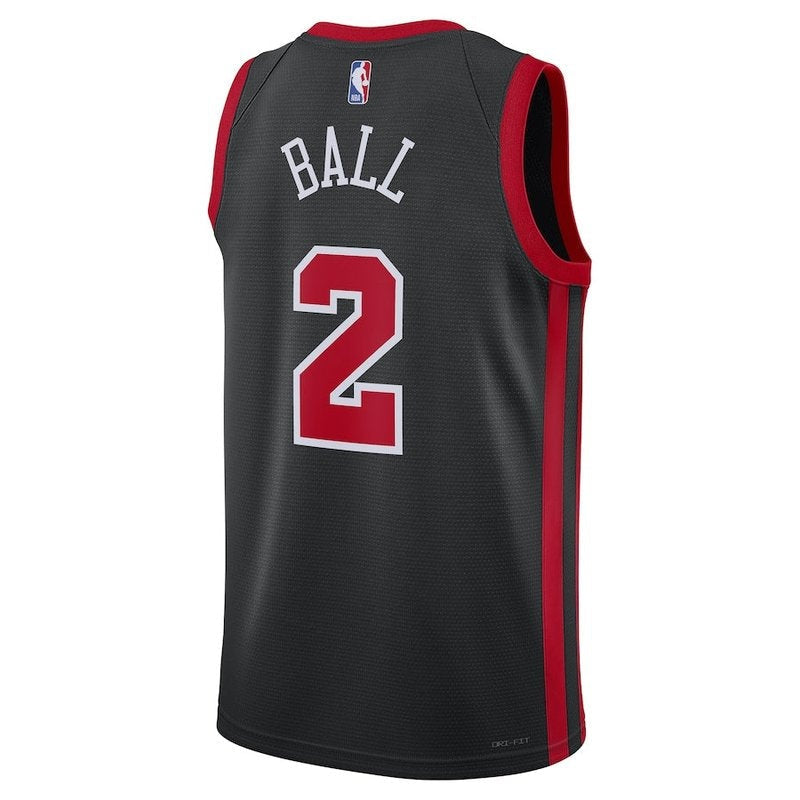 Camiseta NBA Lonzo Ball - Chicago Bulls - 23/24 - Negro - Edición Ciudad
